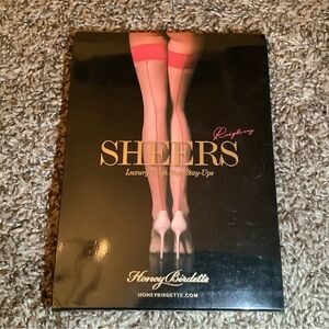 Honey Birdette Sheers Raspberry Thigh High Stay-Ups NWT Coquette Mob Wife S